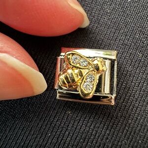 Bumble bee gold tone with rhinestones Italian charm link